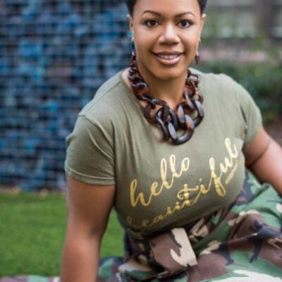 Army Green Women's Tee, Gold Foil