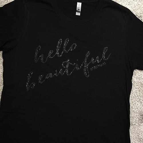 Black Women's Tee, Black Glitter - Image 2