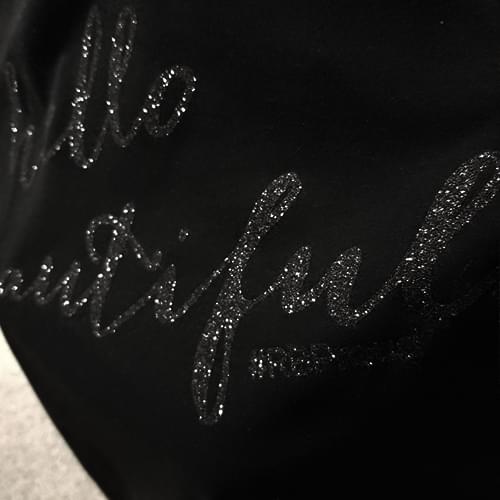 Black Women's Tee, Black Glitter