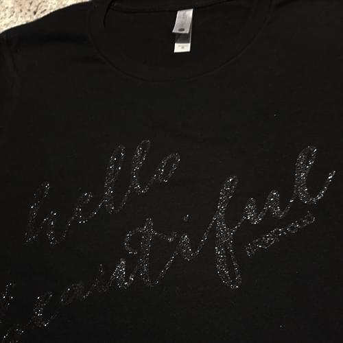 Black Women's Tee, Black Glitter - Image 3