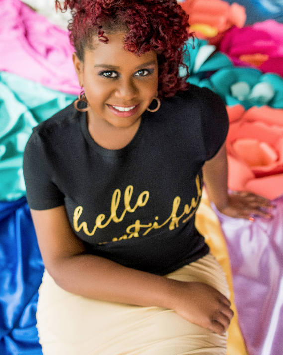 Black Women's Tee, Gold Foil